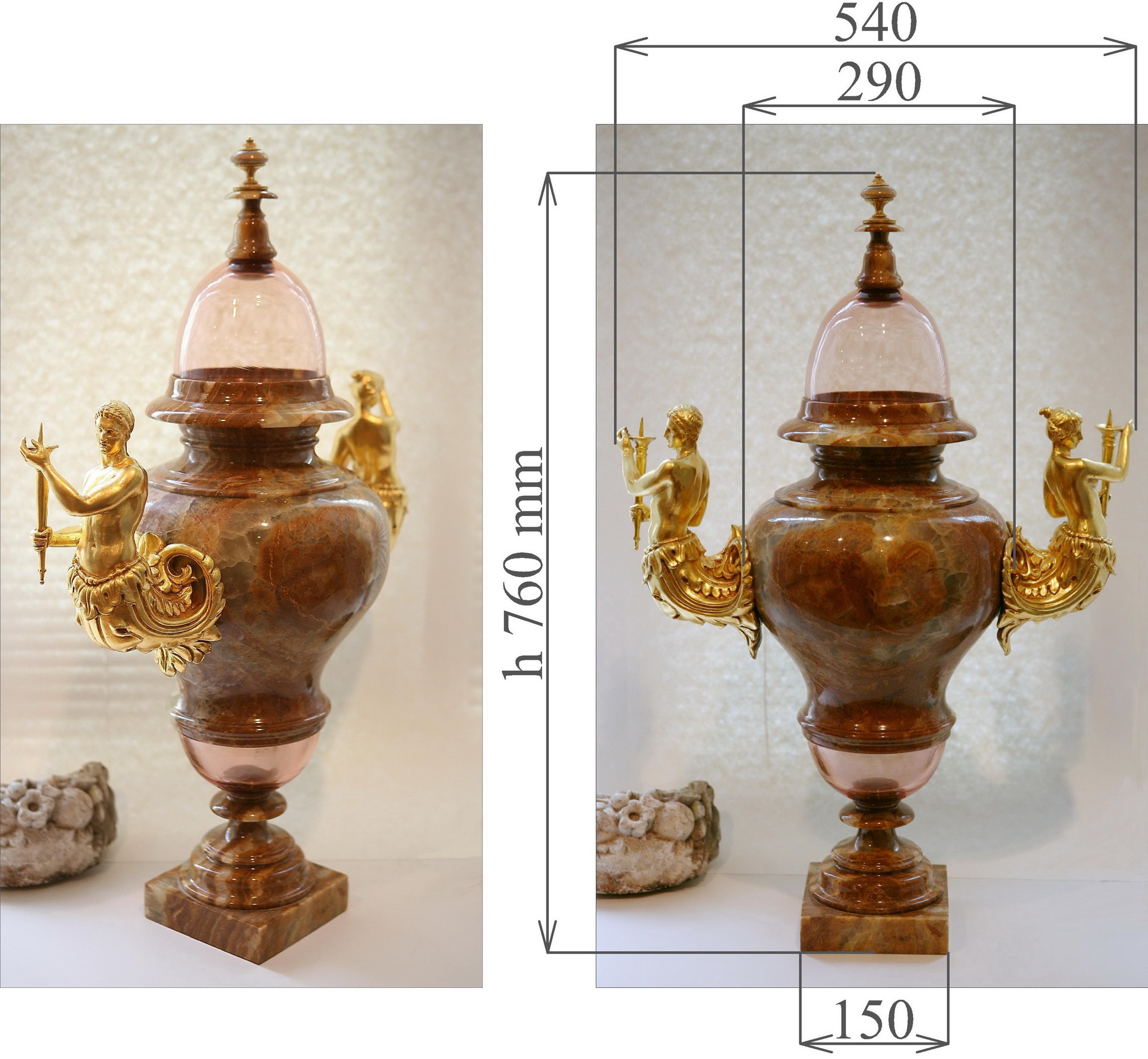 Vase with lid, baroque style.       .