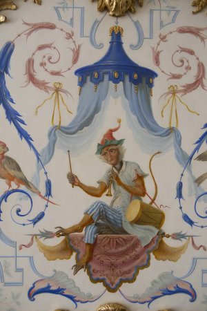 Rococo Dessus de porte with singerie painting.